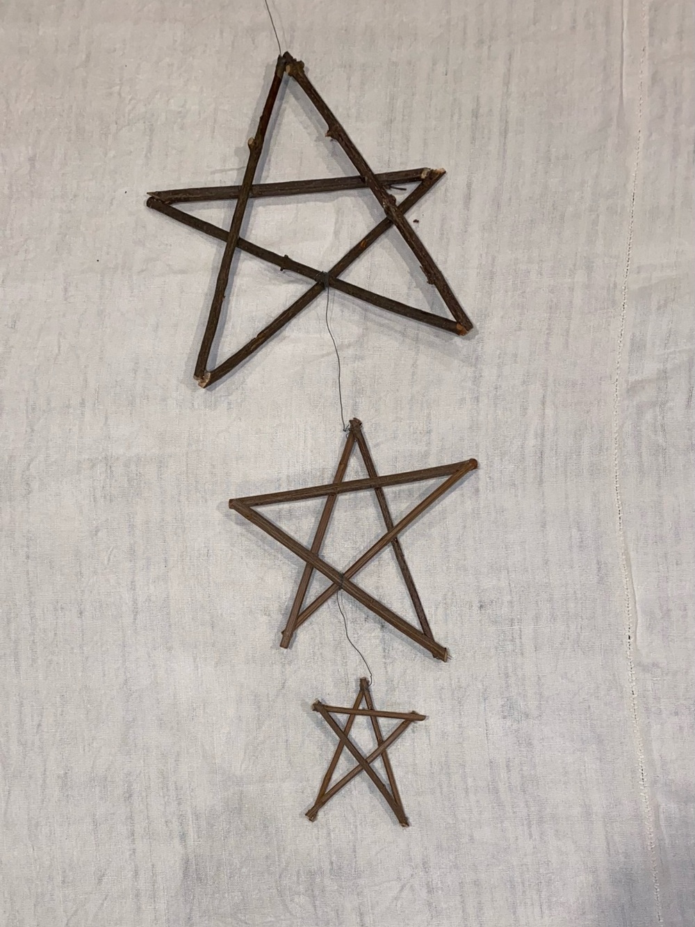 Rustic Brown Twig Star Wall Hanging - Home Wall Decor set of 3